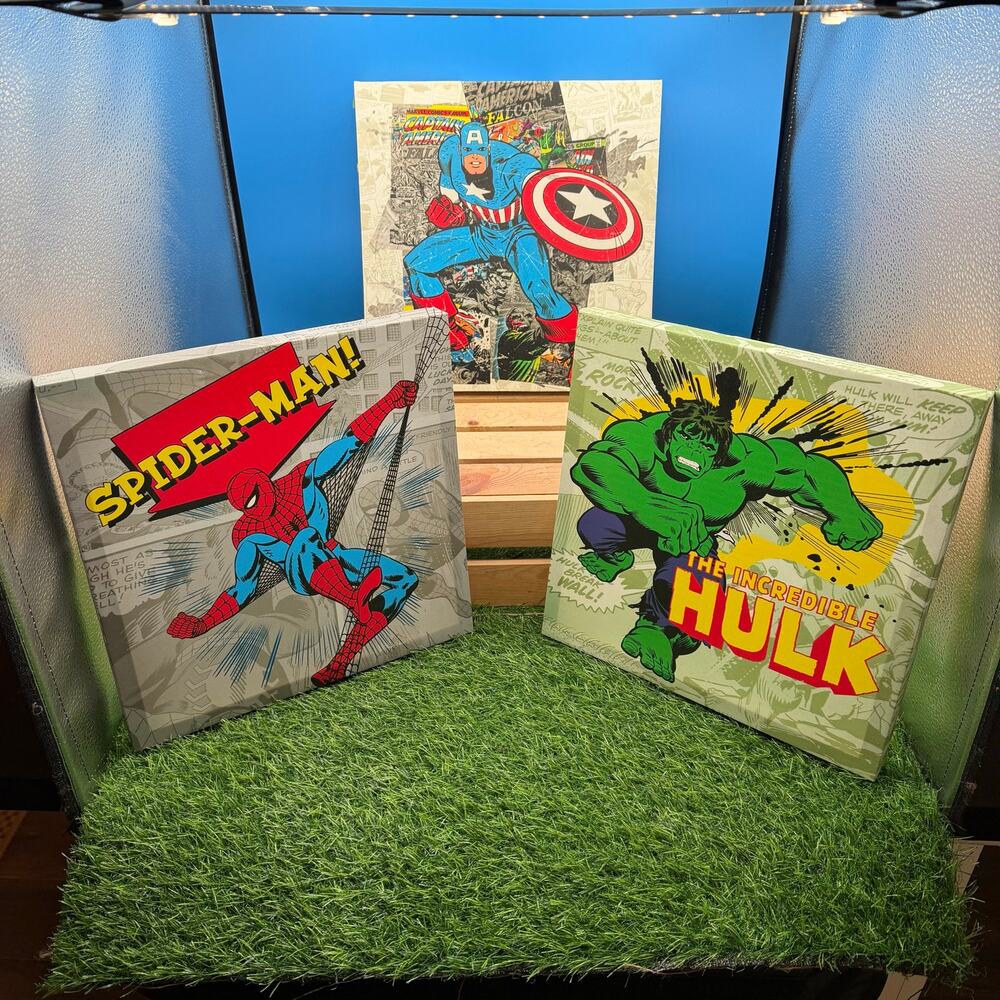 Marvel Comics Pop Creations Canvas Wall Art Trio-Spider-Man,Hulk,Captain America